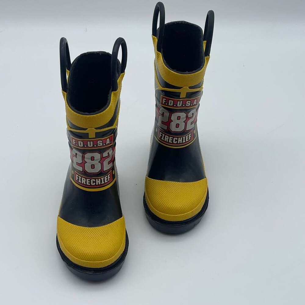 Western Chief FDUSA Firechief Rain Boots Size 5 Black Yellow